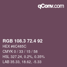 カラーコード: RGB 108.3 72.4 92 | qconv.com