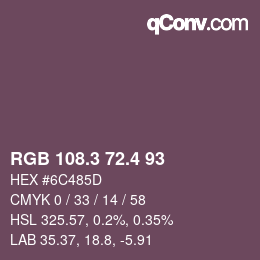 カラーコード: RGB 108.3 72.4 93 | qconv.com