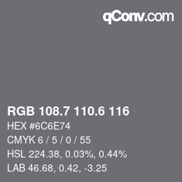 カラーコード: RGB 108.7 110.6 116 | qconv.com