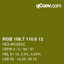 カラーコード: RGB 108.7 110.6 12 | qconv.com