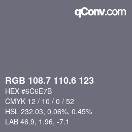 カラーコード: RGB 108.7 110.6 123 | qconv.com