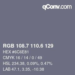 カラーコード: RGB 108.7 110.6 129 | qconv.com