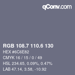 カラーコード: RGB 108.7 110.6 130 | qconv.com