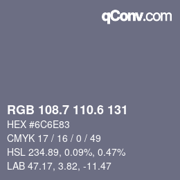 カラーコード: RGB 108.7 110.6 131 | qconv.com