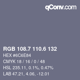 カラーコード: RGB 108.7 110.6 132 | qconv.com