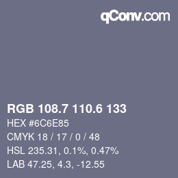 カラーコード: RGB 108.7 110.6 133 | qconv.com