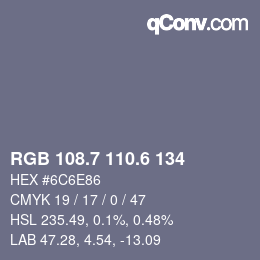 カラーコード: RGB 108.7 110.6 134 | qconv.com
