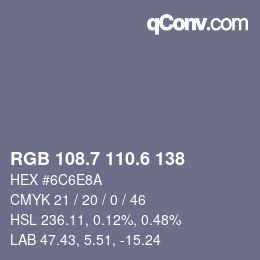 カラーコード: RGB 108.7 110.6 138 | qconv.com