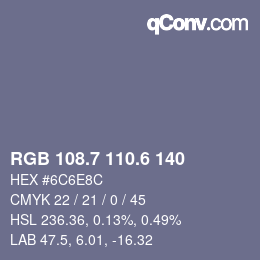 カラーコード: RGB 108.7 110.6 140 | qconv.com