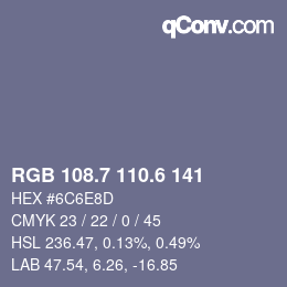 カラーコード: RGB 108.7 110.6 141 | qconv.com