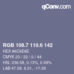 カラーコード: RGB 108.7 110.6 142 | qconv.com