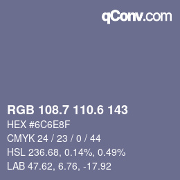 カラーコード: RGB 108.7 110.6 143 | qconv.com