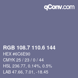 カラーコード: RGB 108.7 110.6 144 | qconv.com