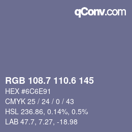 カラーコード: RGB 108.7 110.6 145 | qconv.com