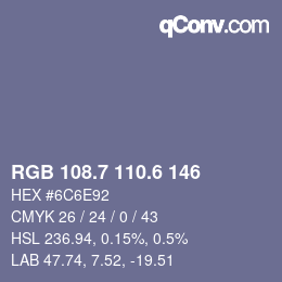 カラーコード: RGB 108.7 110.6 146 | qconv.com