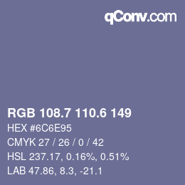 カラーコード: RGB 108.7 110.6 149 | qconv.com
