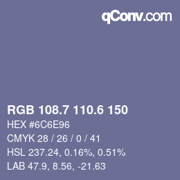 カラーコード: RGB 108.7 110.6 150 | qconv.com