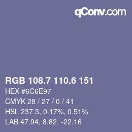カラーコード: RGB 108.7 110.6 151 | qconv.com