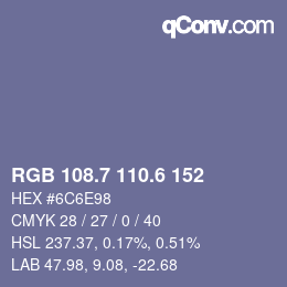 カラーコード: RGB 108.7 110.6 152 | qconv.com