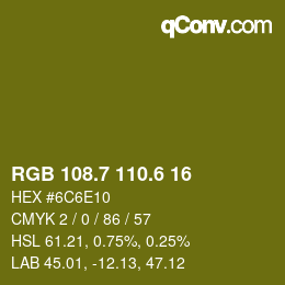 カラーコード: RGB 108.7 110.6 16 | qconv.com
