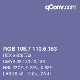カラーコード: RGB 108.7 110.6 163 | qconv.com