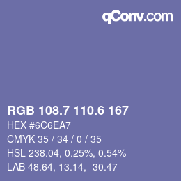 カラーコード: RGB 108.7 110.6 167 | qconv.com