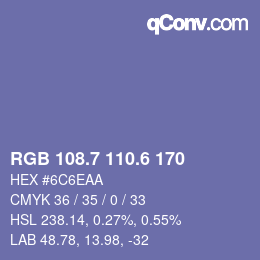 カラーコード: RGB 108.7 110.6 170 | qconv.com