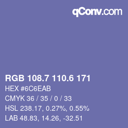 カラーコード: RGB 108.7 110.6 171 | qconv.com