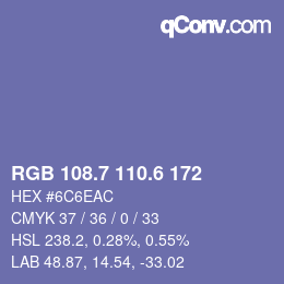 カラーコード: RGB 108.7 110.6 172 | qconv.com