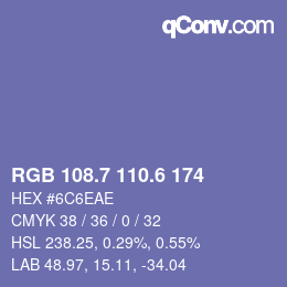 カラーコード: RGB 108.7 110.6 174 | qconv.com