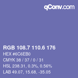 カラーコード: RGB 108.7 110.6 176 | qconv.com