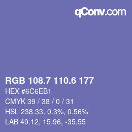 カラーコード: RGB 108.7 110.6 177 | qconv.com