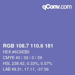 カラーコード: RGB 108.7 110.6 181 | qconv.com