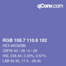 カラーコード: RGB 108.7 110.6 182 | qconv.com