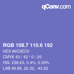 カラーコード: RGB 108.7 110.6 192 | qconv.com