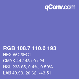 カラーコード: RGB 108.7 110.6 193 | qconv.com