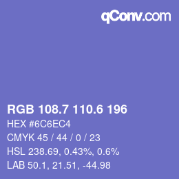 カラーコード: RGB 108.7 110.6 196 | qconv.com
