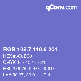カラーコード: RGB 108.7 110.6 201 | qconv.com
