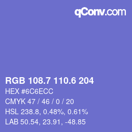 カラーコード: RGB 108.7 110.6 204 | qconv.com