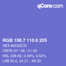 カラーコード: RGB 108.7 110.6 205 | qconv.com