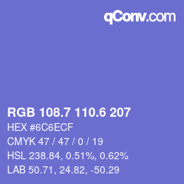 カラーコード: RGB 108.7 110.6 207 | qconv.com