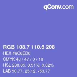 カラーコード: RGB 108.7 110.6 208 | qconv.com