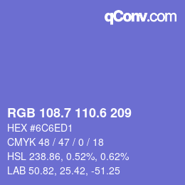 カラーコード: RGB 108.7 110.6 209 | qconv.com