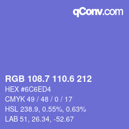 カラーコード: RGB 108.7 110.6 212 | qconv.com