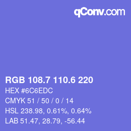 カラーコード: RGB 108.7 110.6 220 | qconv.com