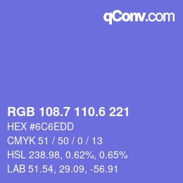 カラーコード: RGB 108.7 110.6 221 | qconv.com