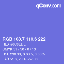 カラーコード: RGB 108.7 110.6 222 | qconv.com