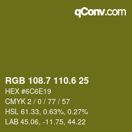 カラーコード: RGB 108.7 110.6 25 | qconv.com