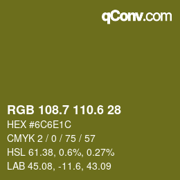 カラーコード: RGB 108.7 110.6 28 | qconv.com