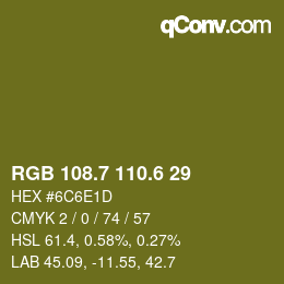 カラーコード: RGB 108.7 110.6 29 | qconv.com
